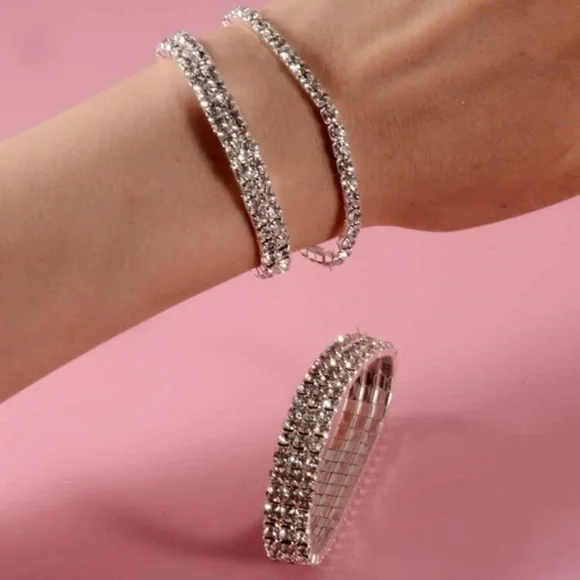 3pcs Rhinestone Decor Bracelet For Women Fashion Wedding
Gift Engagement… - Picture 3 of 4